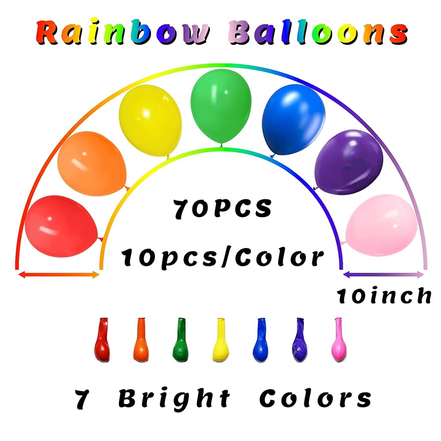 Amazon | カラフルな風船 70個 アソートカラー 10インチ 明るい